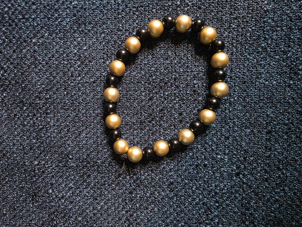 Black and Gold Beaded Bracelet
