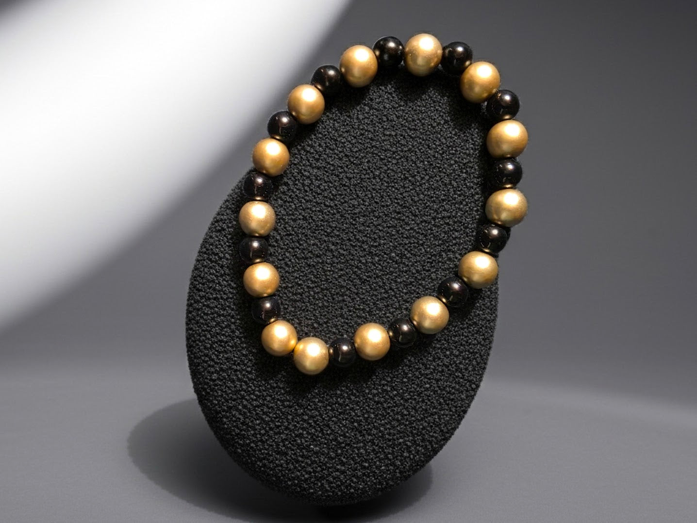 Black and Gold Beaded Bracelet