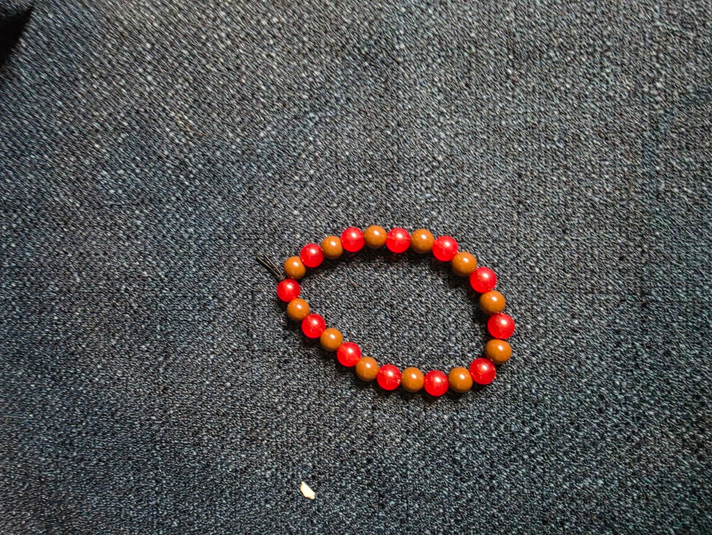 Brown and Red Beaded Bracelet