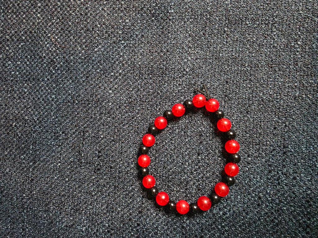 Red and Black Beaded Bracelet
