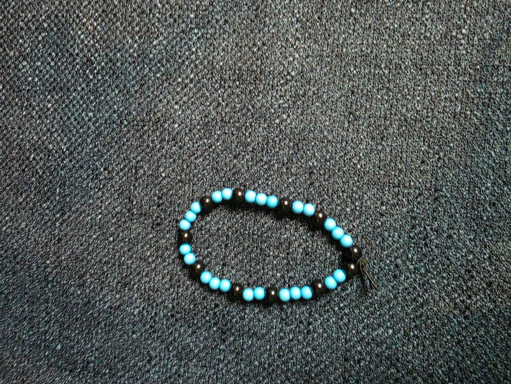 Blue and Black Beaded Bracelet