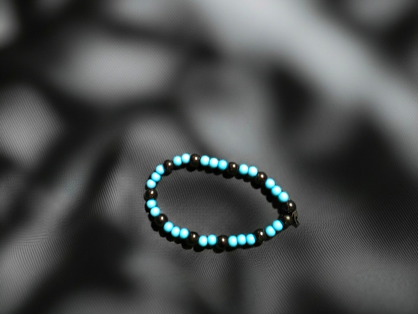 Blue and Black Beaded Bracelet