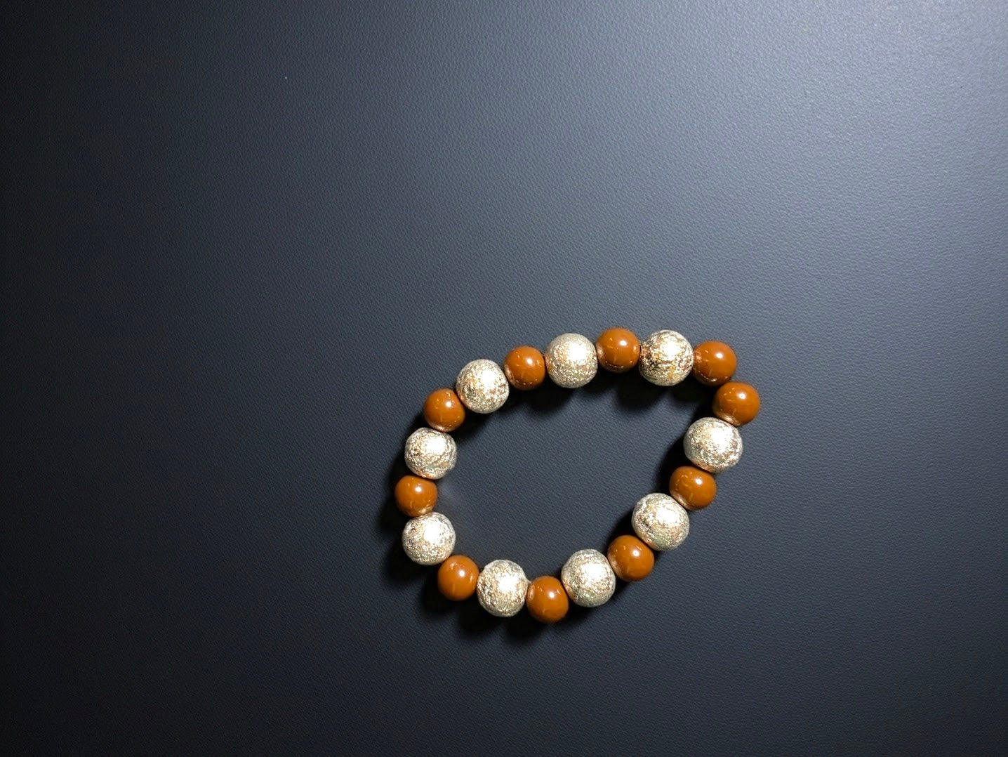 Silver and Brown Beaded Bracelet