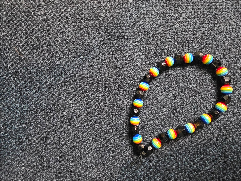 Rainbow and Black Beaded Bracelet