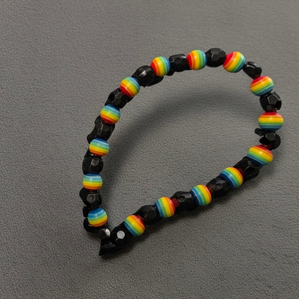 Rainbow and Black Beaded Bracelet