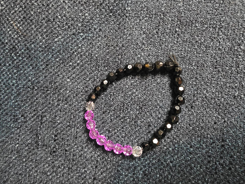Purple and Black Beaded Bracelet