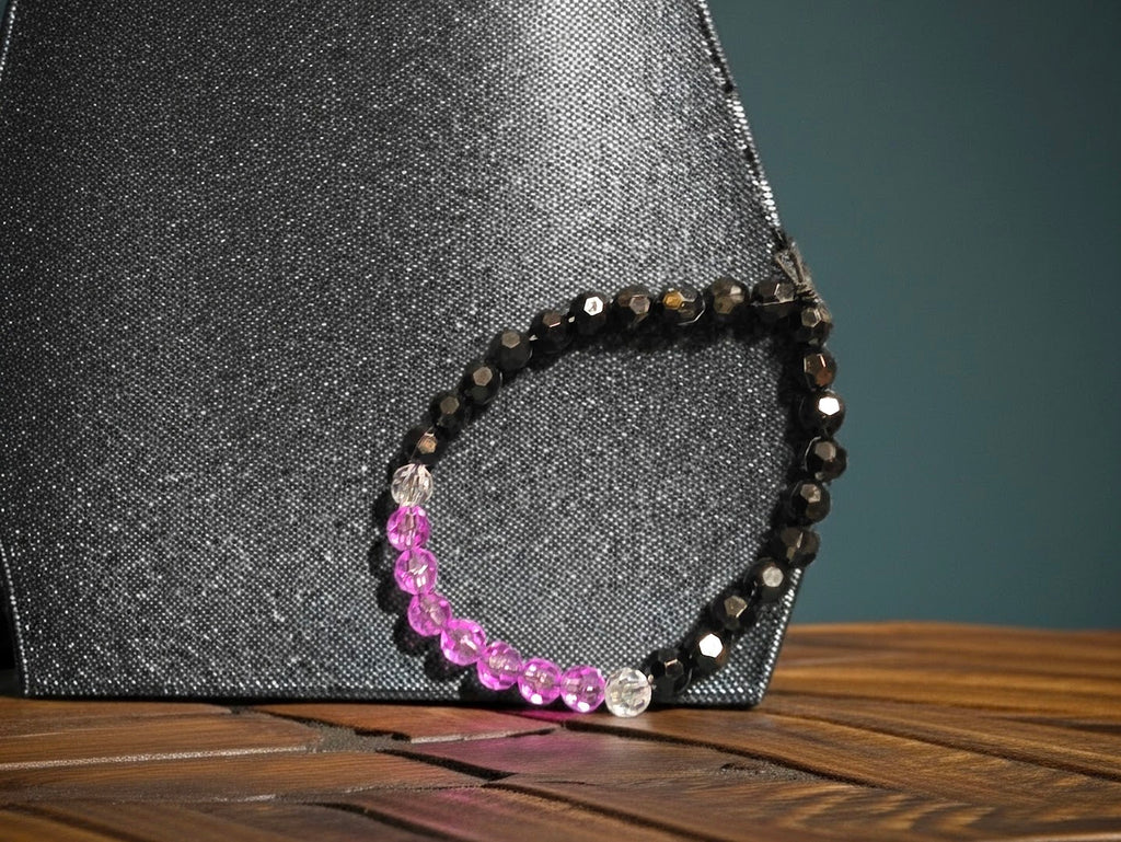Purple and Black Beaded Bracelet