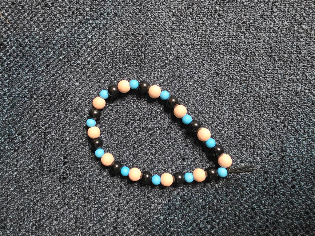 Black, Pink and Blue Beaded Bracelet