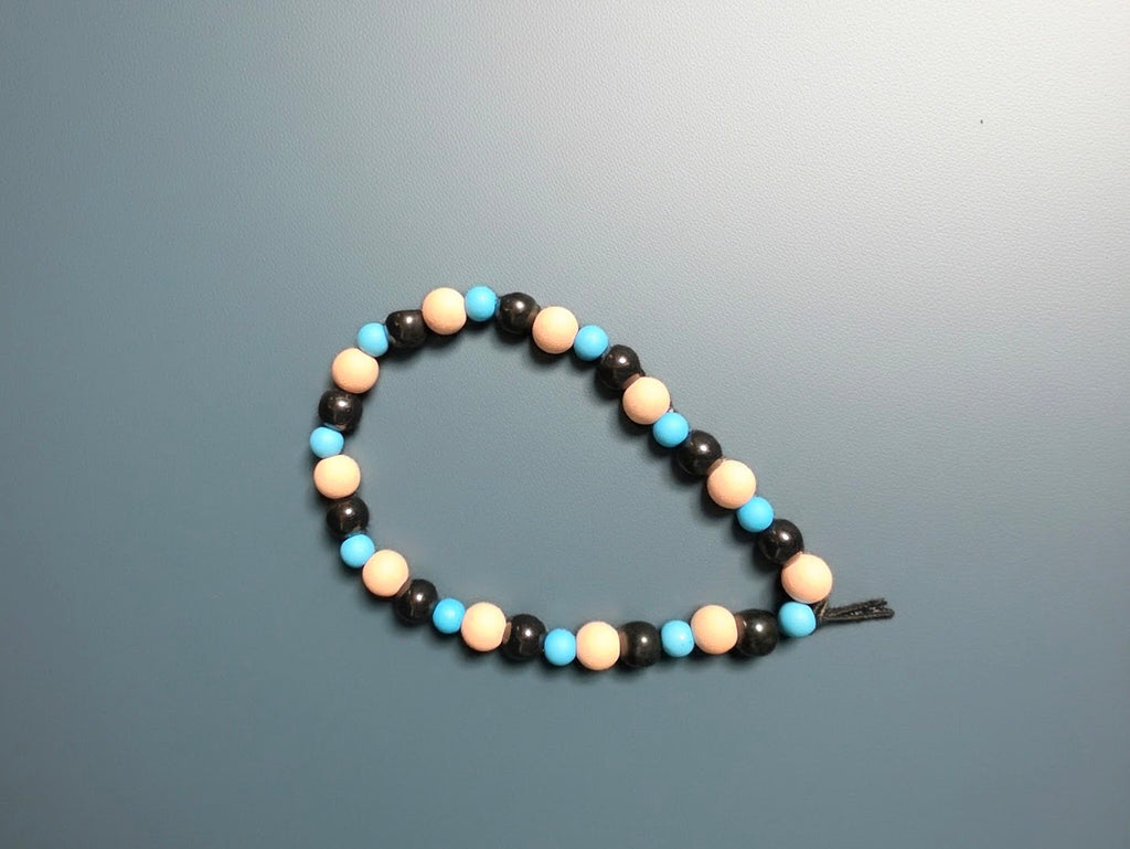 Black, Pink and Blue Beaded Bracelet
