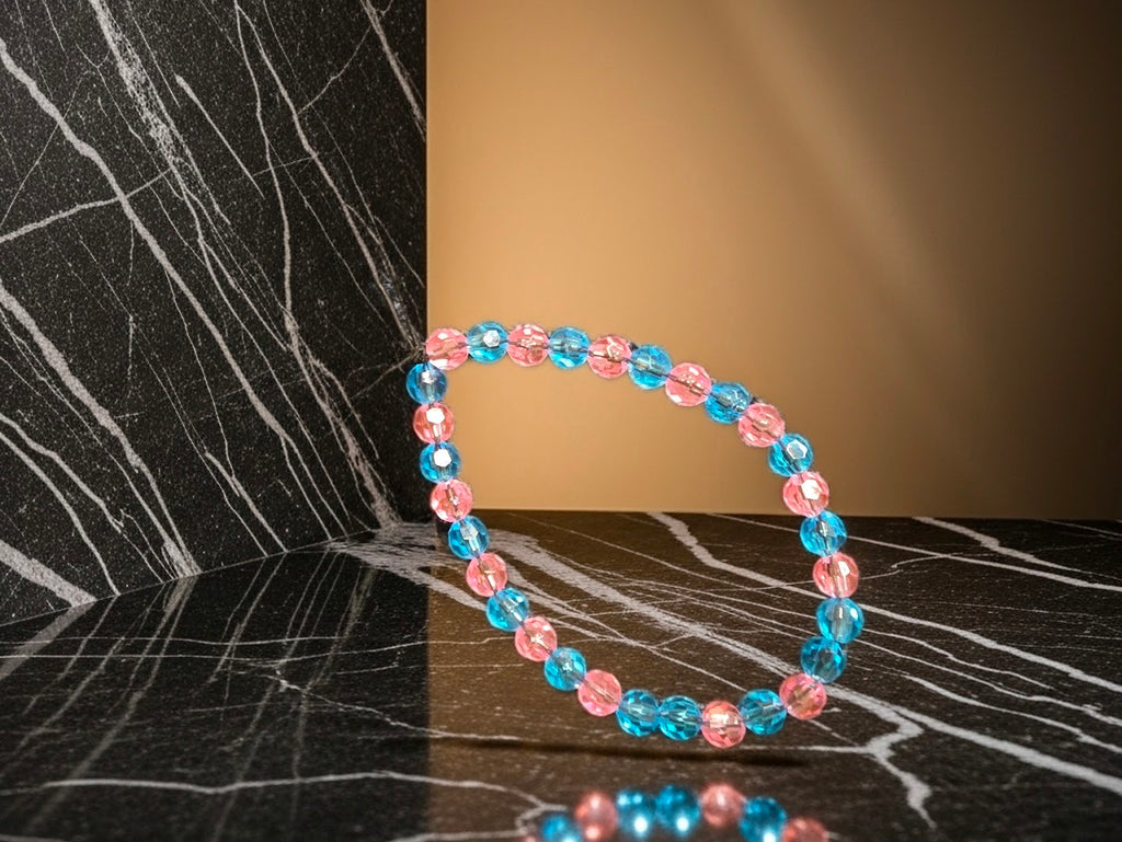 Pink and Blue Beaded Bracelet