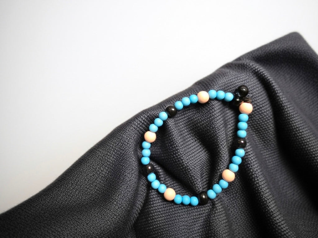 Pink, black and Blue Beaded Bracelet