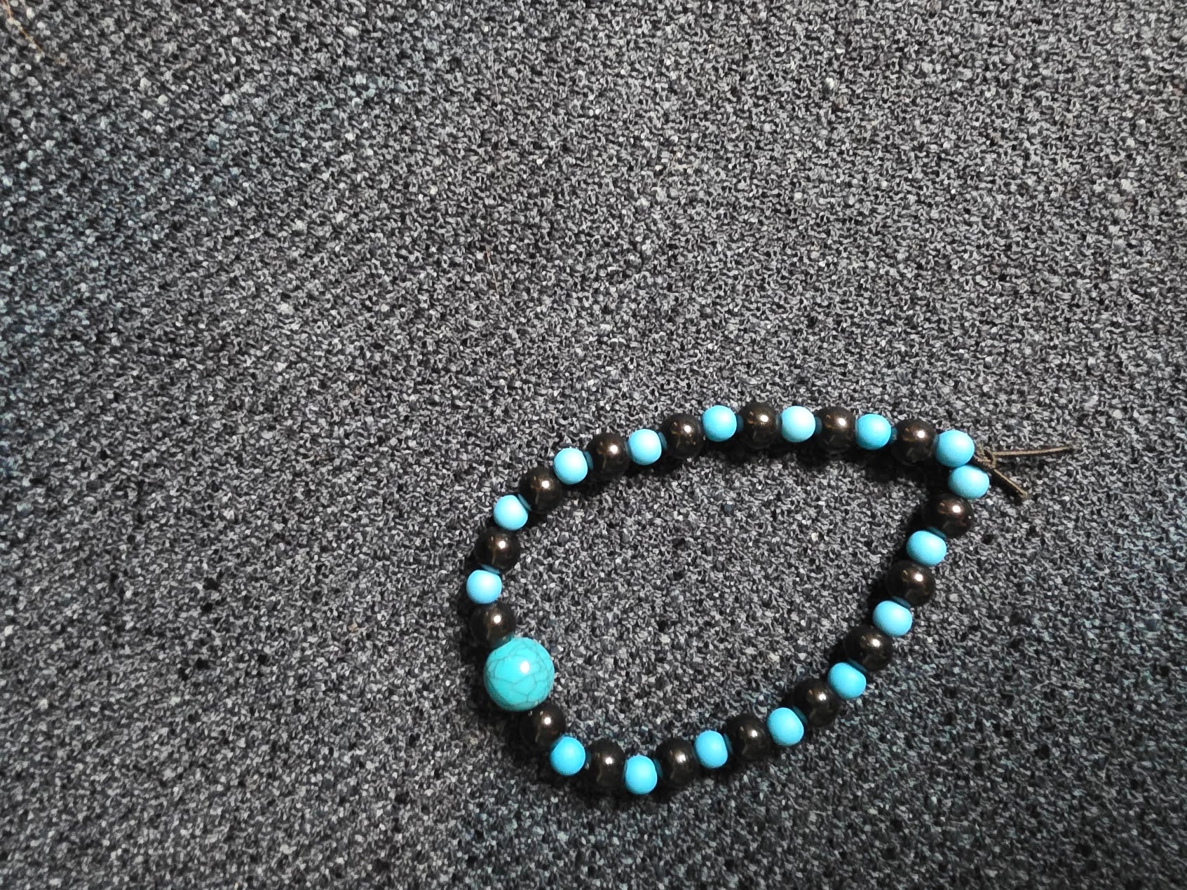 Blue and Black Beaded Bracelet