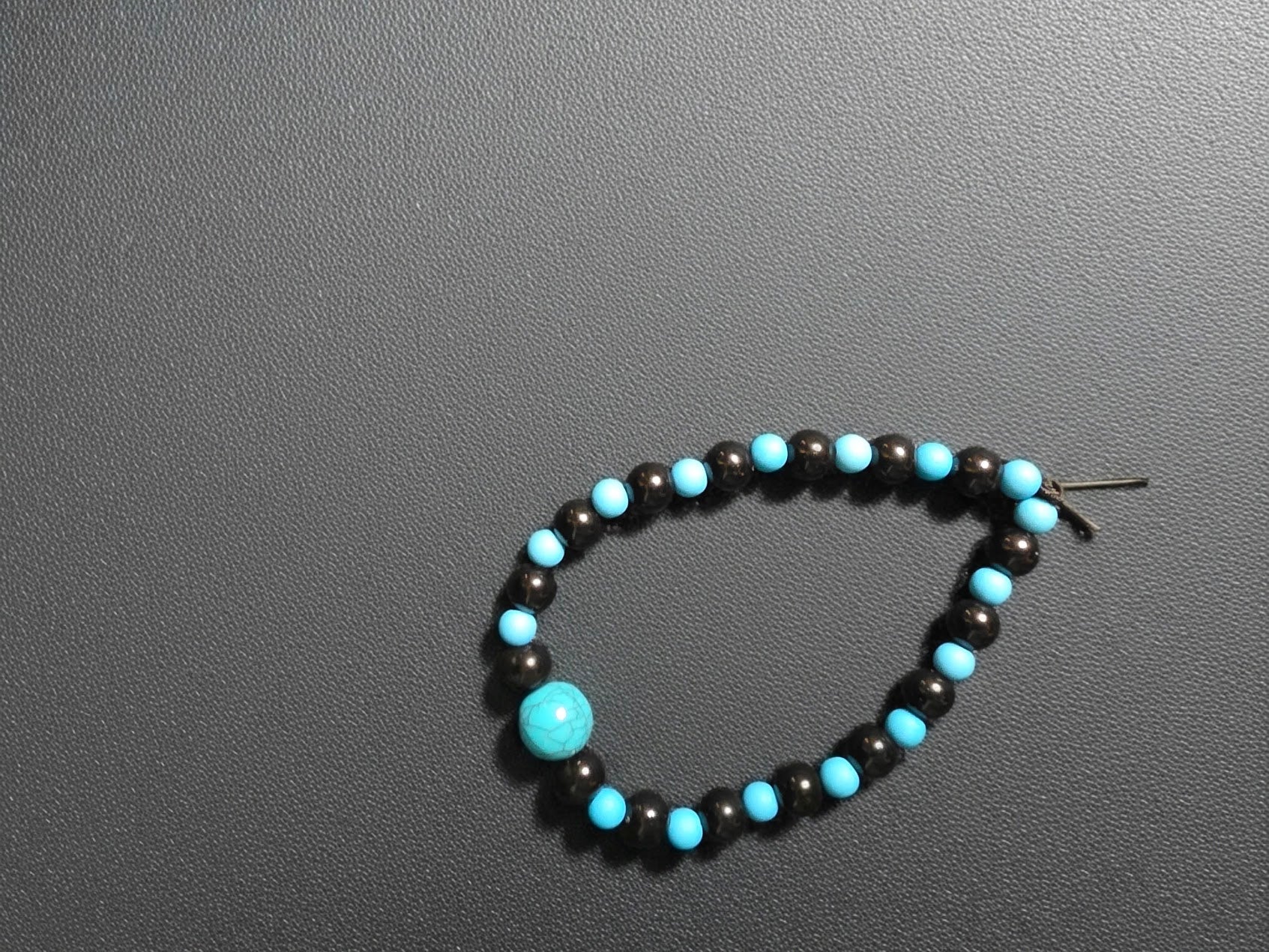 Blue and Black Beaded Bracelet