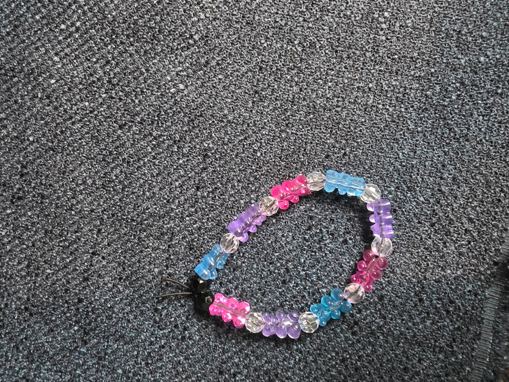 Pink, Purple, Blue Gummy Bear Beaded Bracelet