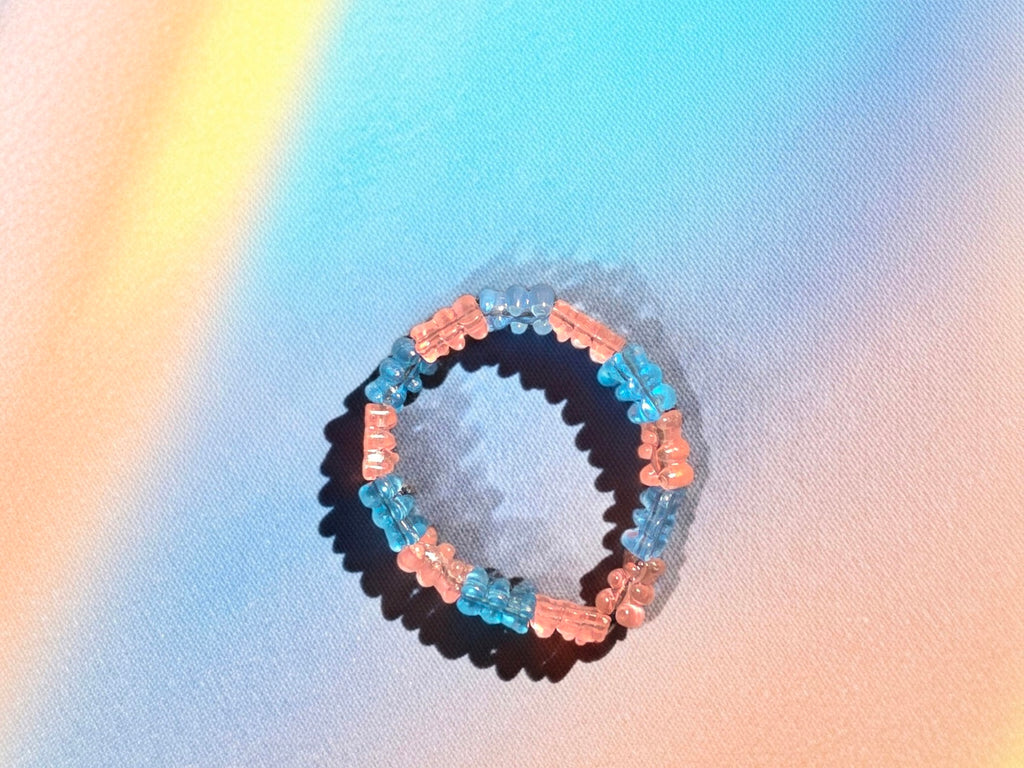 Pink and Blue Beaded Bracelet