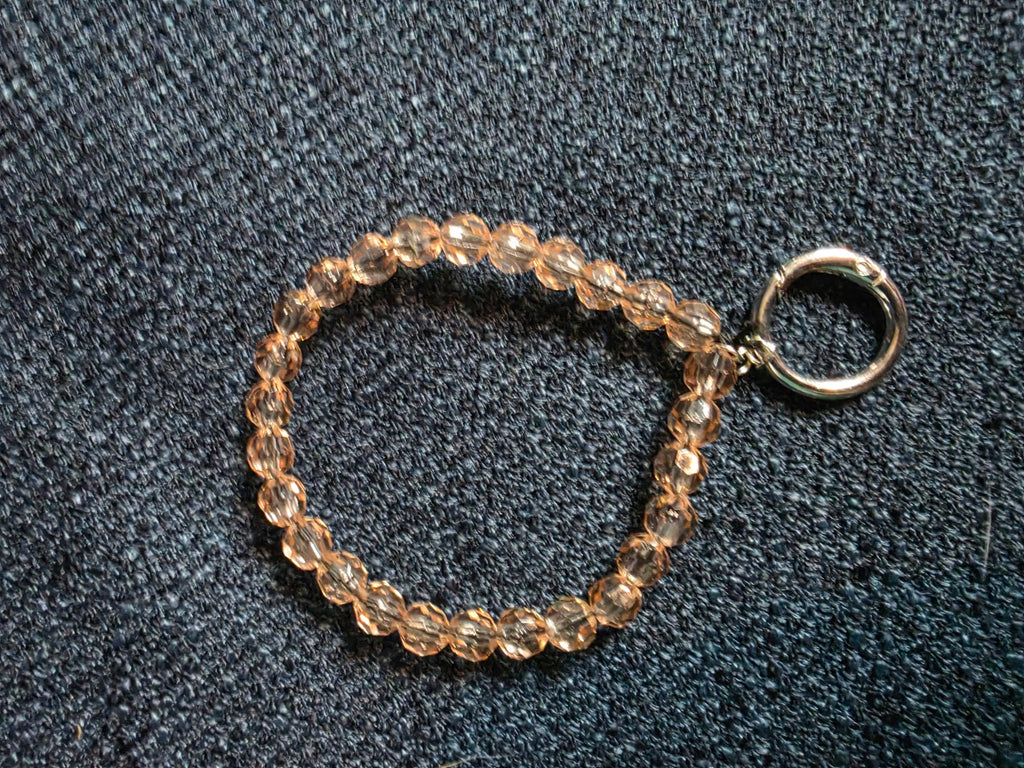Peach Beaded Keychain Bracelet