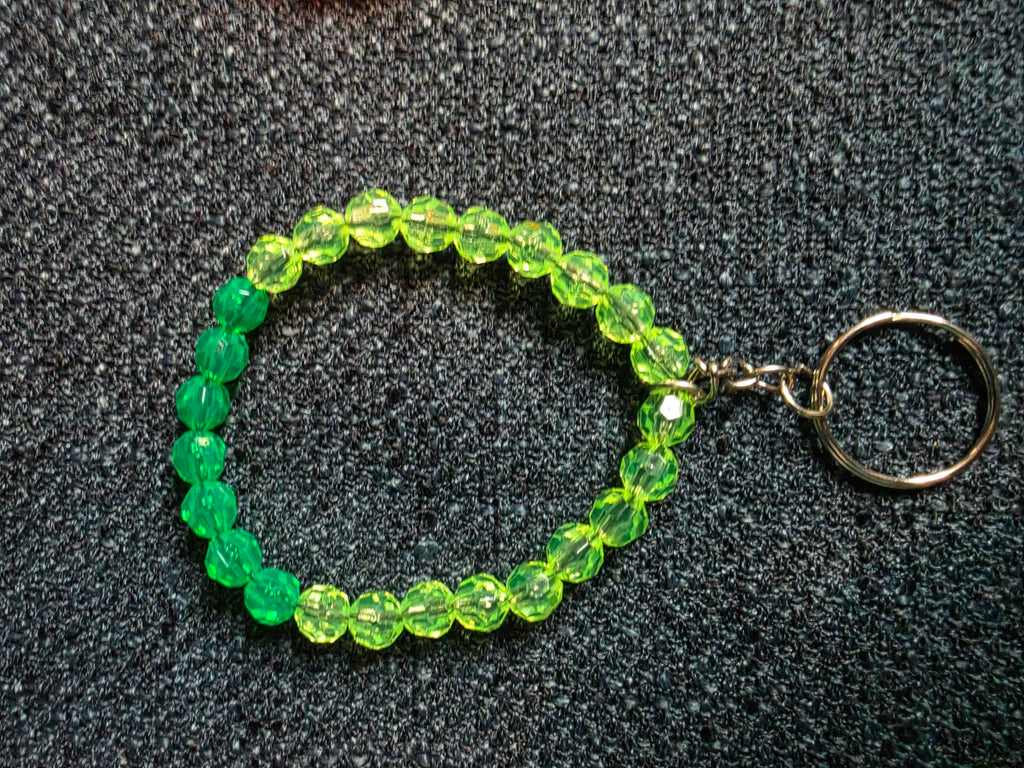 Green Beaded Keychain Bracelet