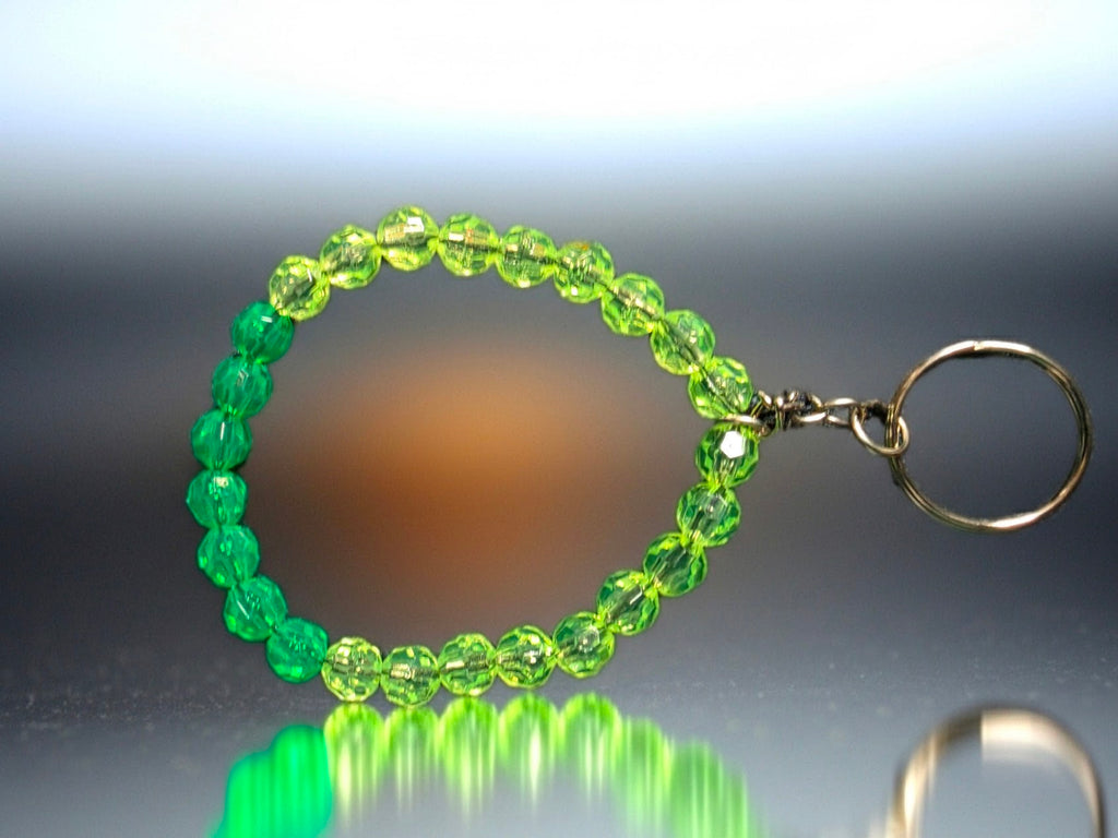 Green Beaded Keychain Bracelet