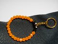 Orange and Black Beaded Keychain Bracelet