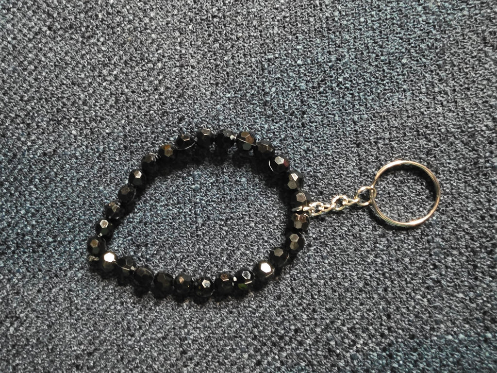 Black Beaded Keychain Bracelet