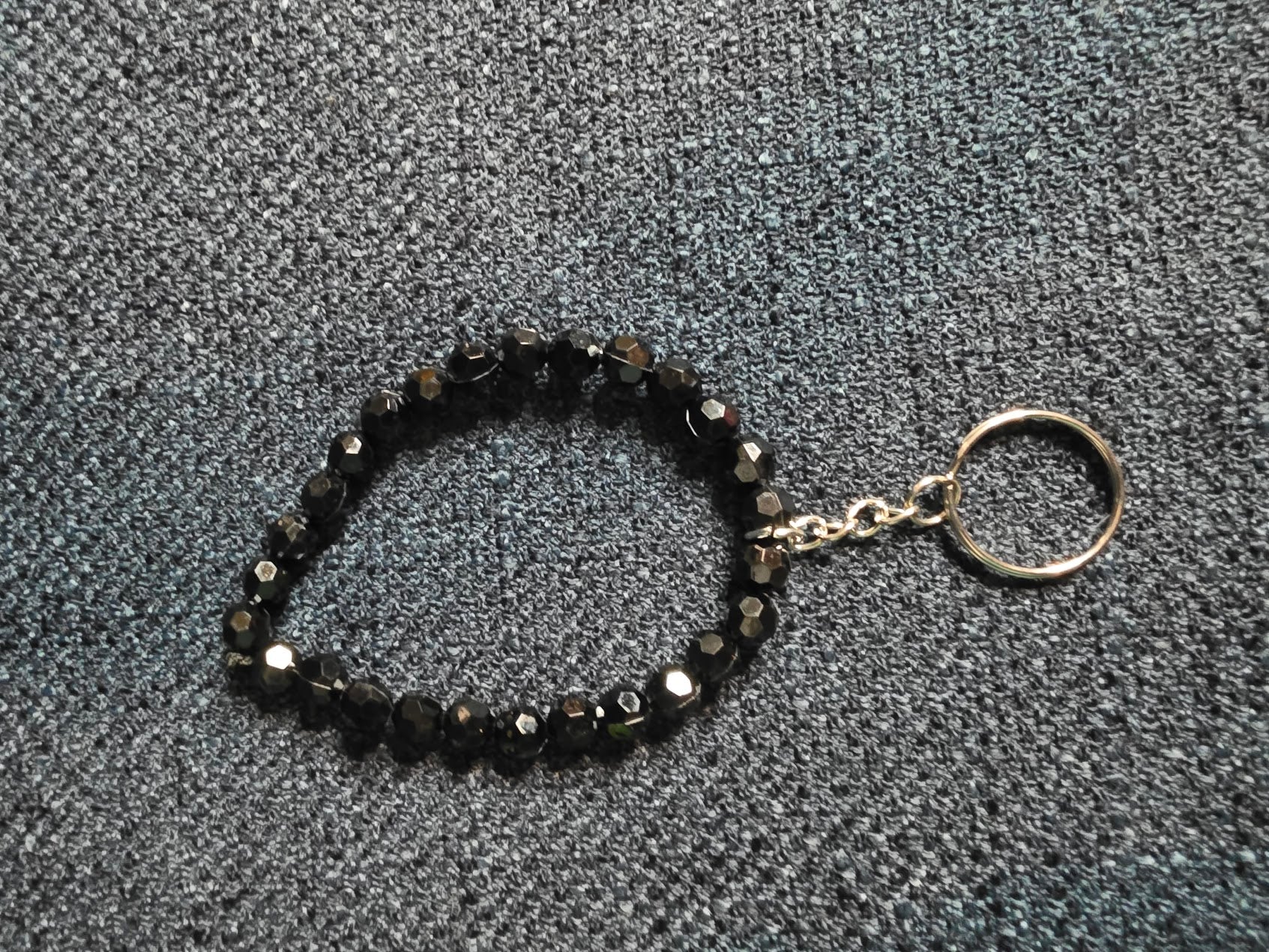 Black Beaded Keychain Bracelet
