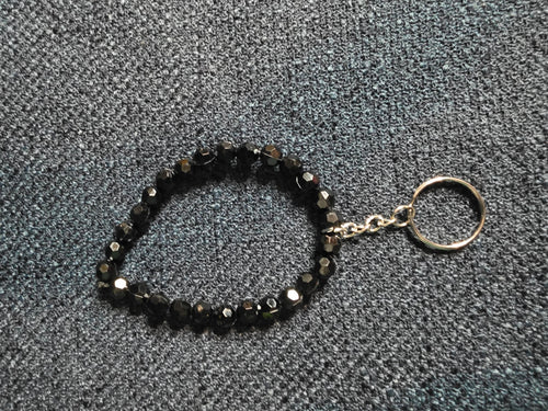 Black Beaded Keychain Bracelet