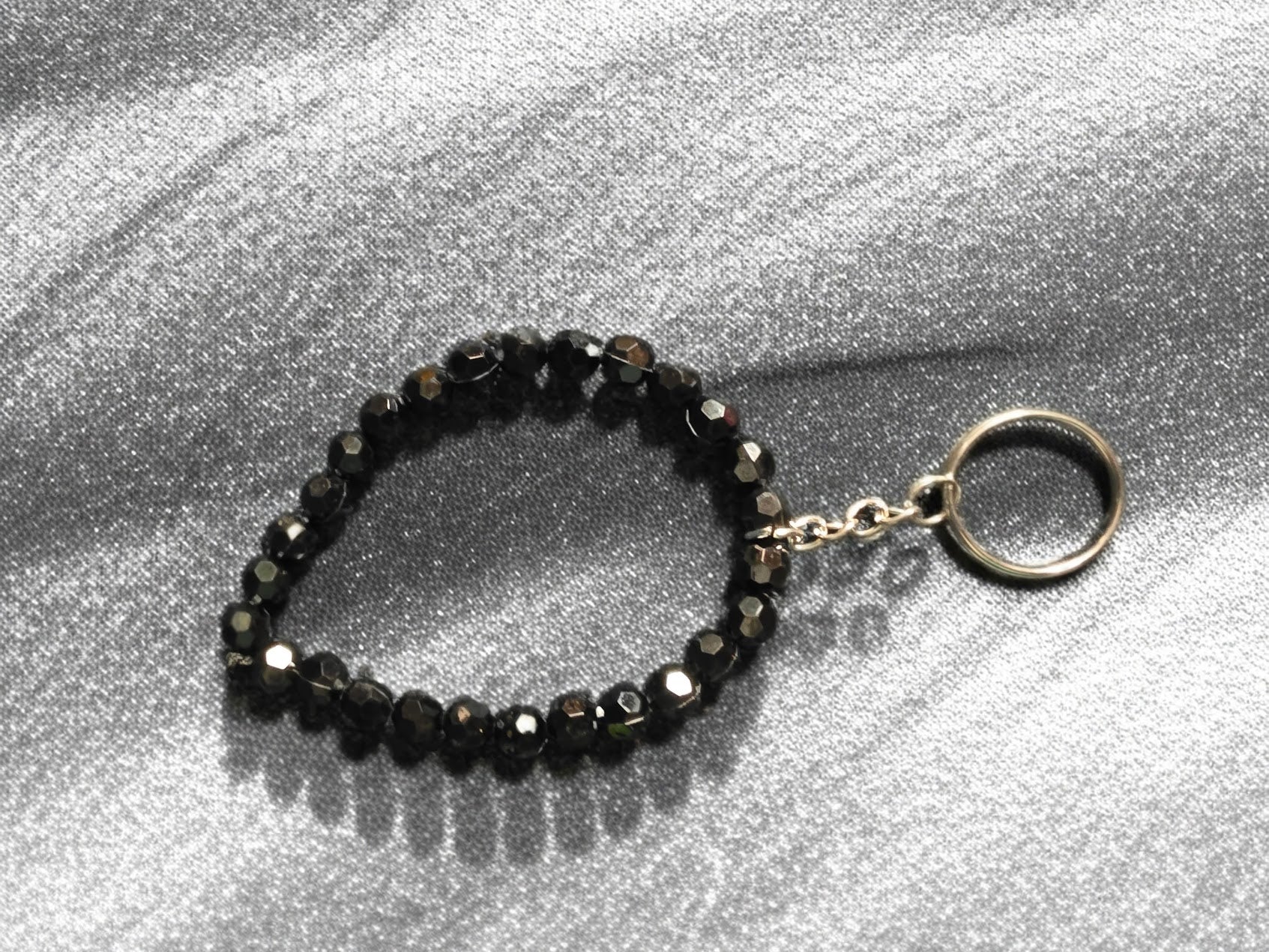 Black Beaded Keychain Bracelet