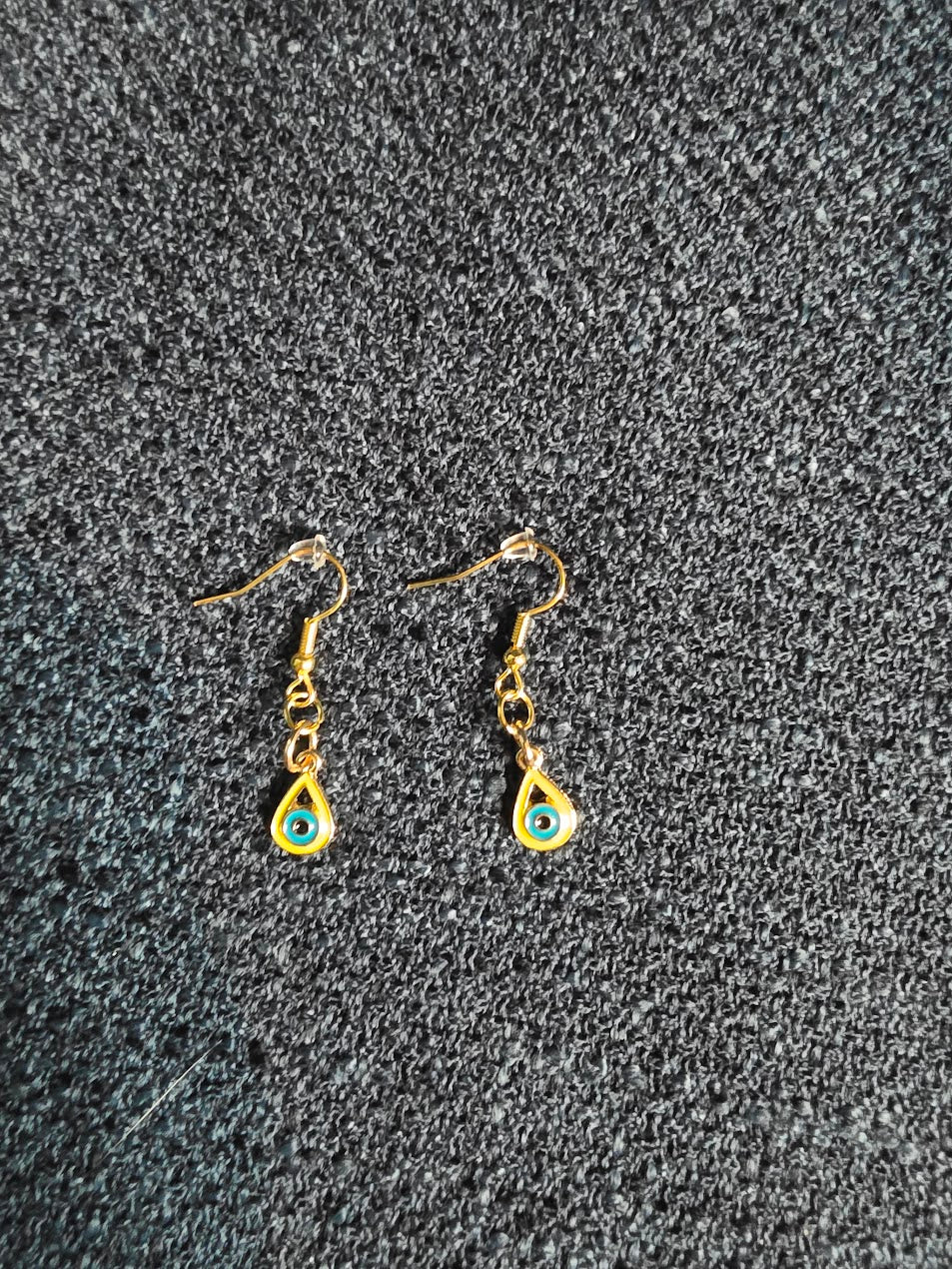 Yellow and Blue Teardrop Eye Earrings