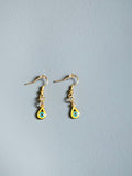Yellow and Blue Teardrop Eye Earrings