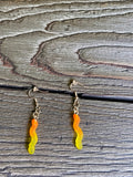Orange and Yellow Gummy Worm Dangle Earrings