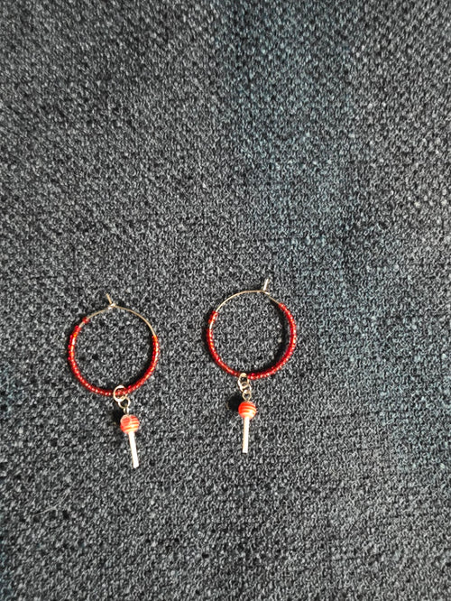 Beaded Lollipop Hoop Earrings
